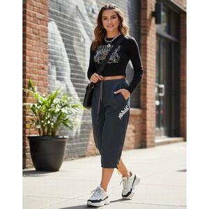 Vintage Adidas Mad Graffiti Logo Capri Athletic Pants Adult L Gray‎ Streetwear